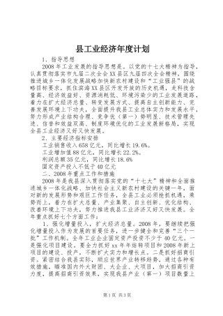 县工业经济年度计划 