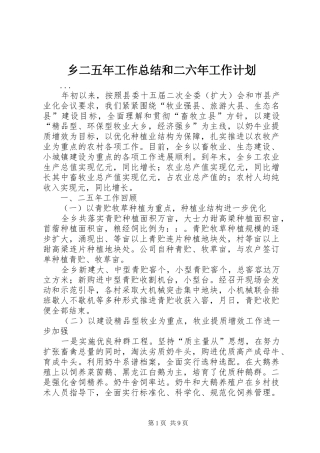 乡二五年工作总结和二六年工作计划 
