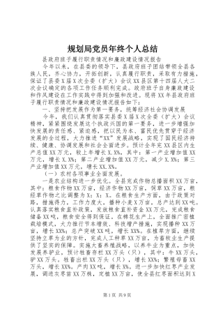 规划局党员年终个人总结 