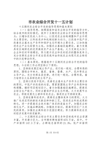 市农业综合开发十一五计划 
