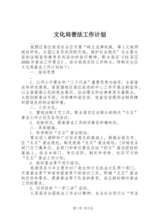 文化局普法工作计划 