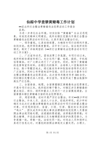 仙踪中学查禁黄赌毒工作计划 