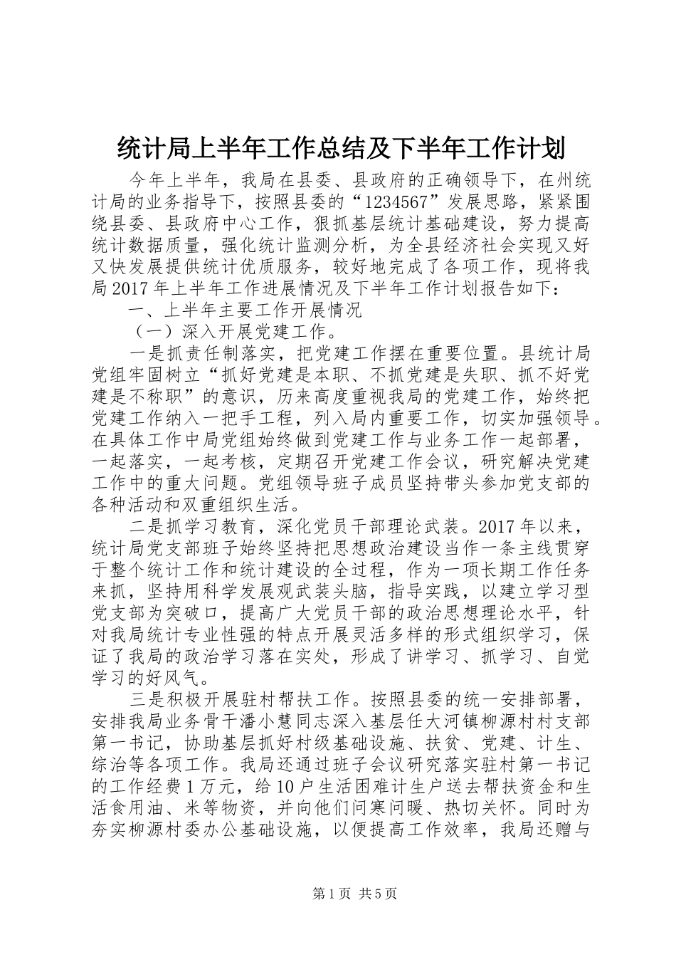 统计局上半年工作总结及下半年工作计划 _第1页