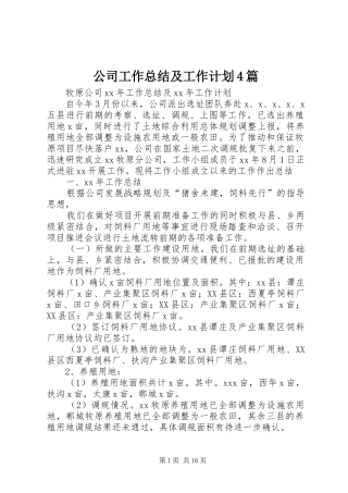 公司工作总结及工作计划4篇