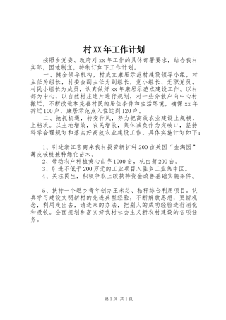 村XX年工作计划 
