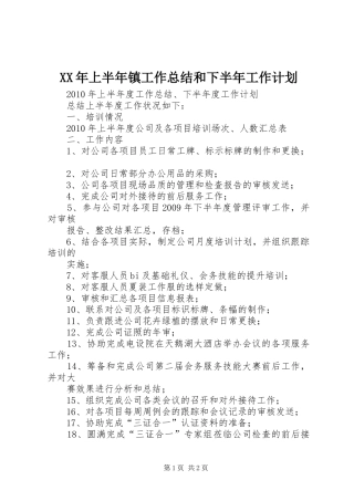 XX年上半年镇工作总结和下半年工作计划 