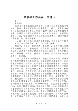 县领导工作会议上的讲话