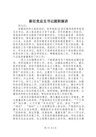 新任党总支书记就职演讲