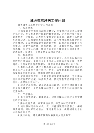 城关镇麻风病工作计划 