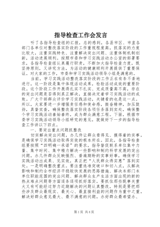 指导检查工作会发言