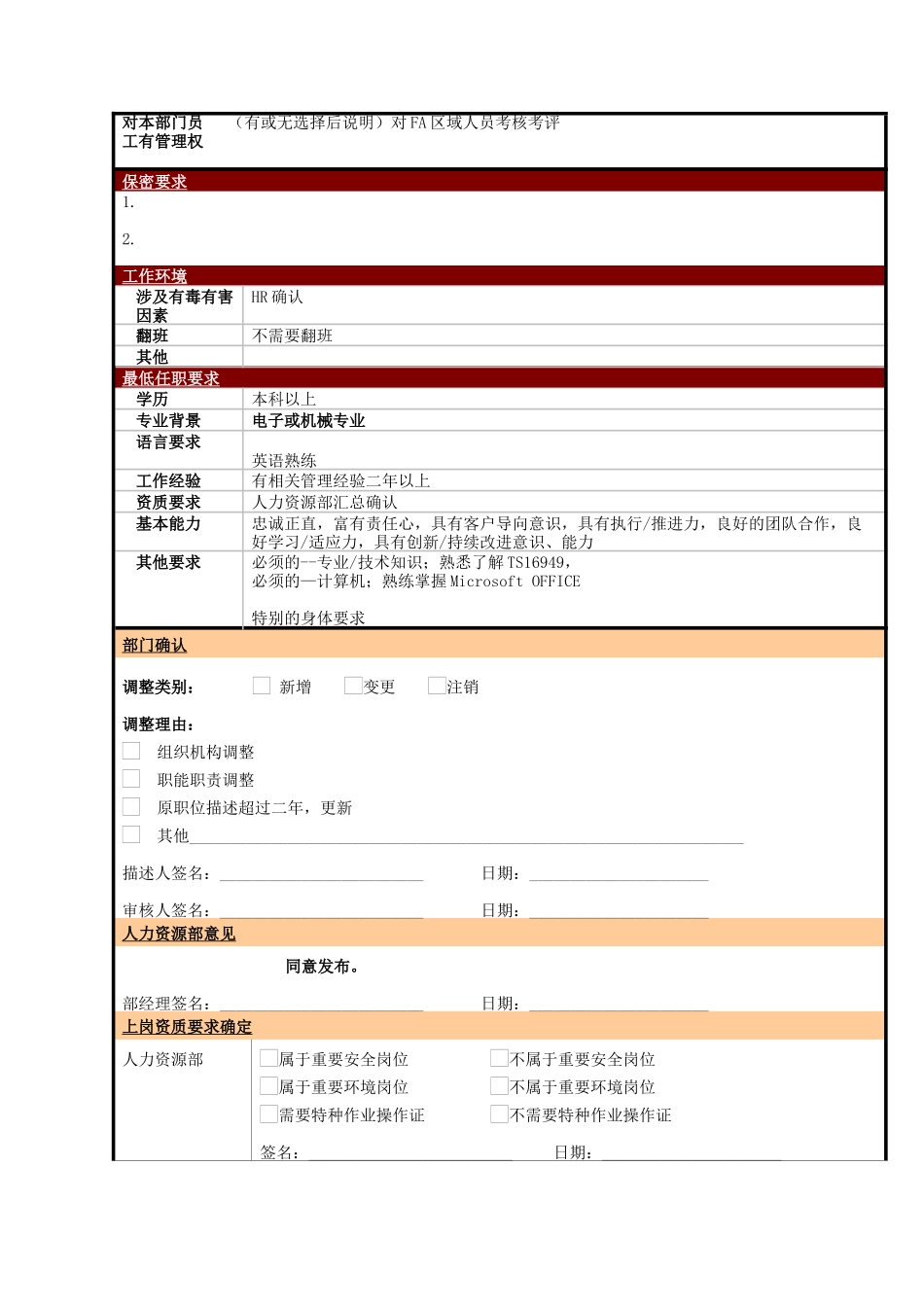 某大型电子公司制造部生产部主管职位说明书_第2页