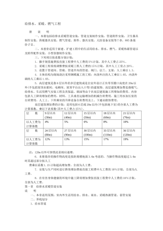 给排水定额说明