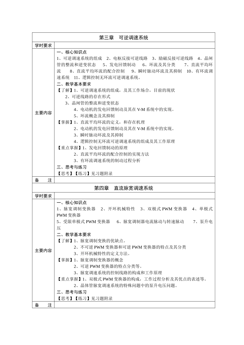 电力拖动自控系统课程教学(自学)基本要求_第3页