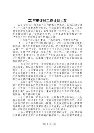 XX年审计局工作计划4篇