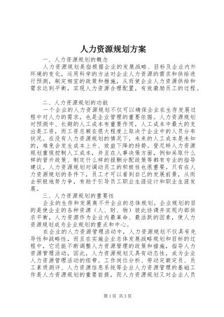 人力资源规划方案 