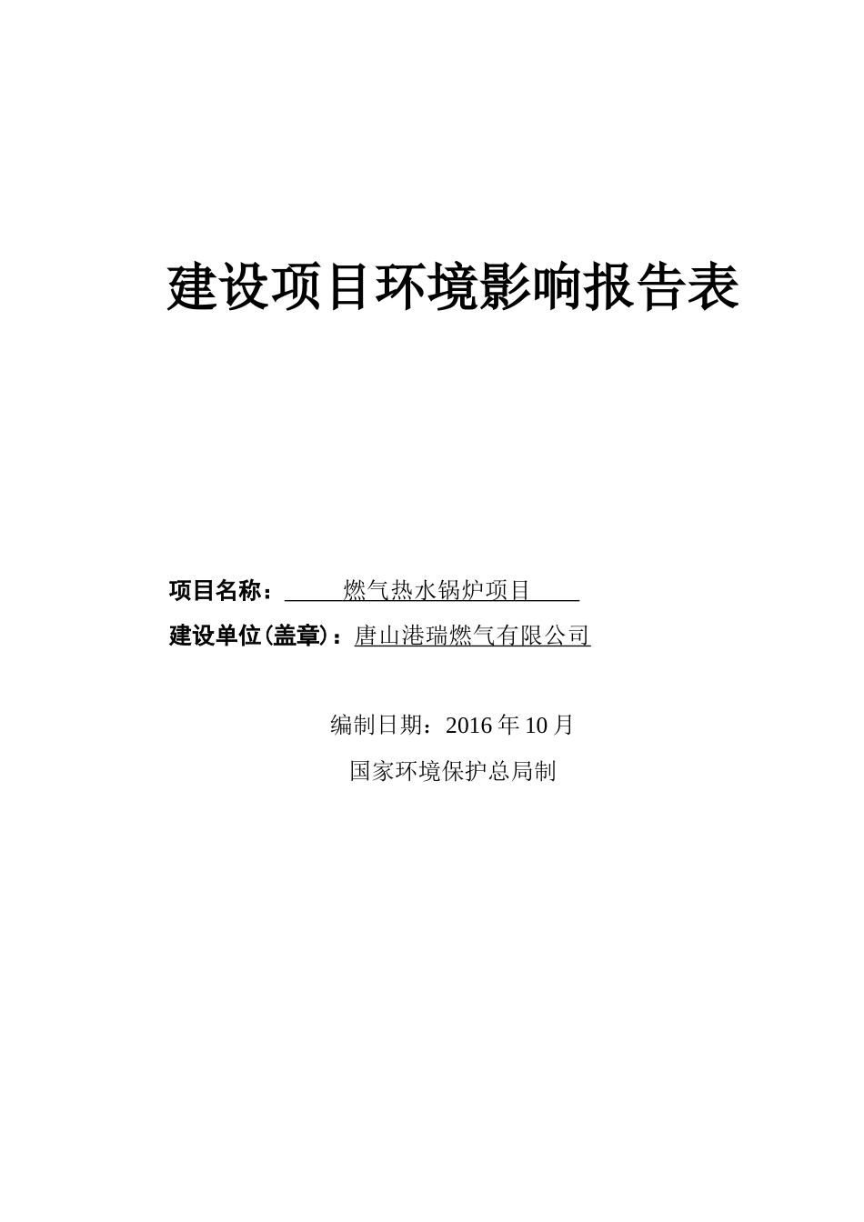 港瑞燃气锅炉项目报告表_第1页