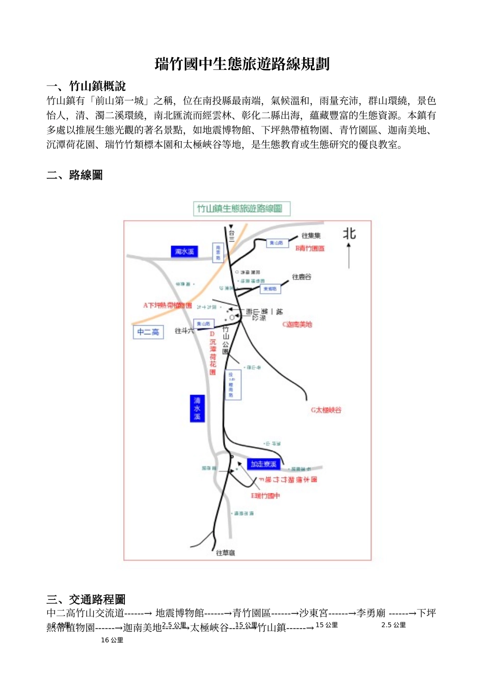 瑞竹国中生态旅游路线规划_第1页