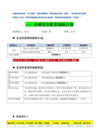 0岁男宝宝保险方案