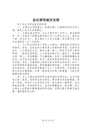 会议领导座次安排 