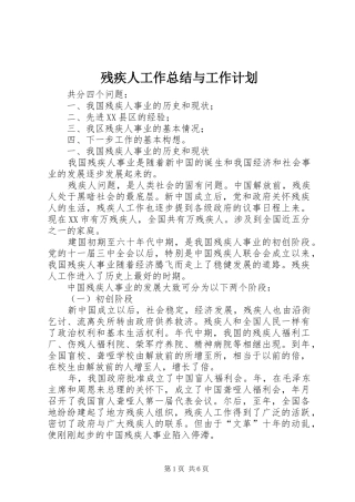 残疾人工作总结与工作计划 