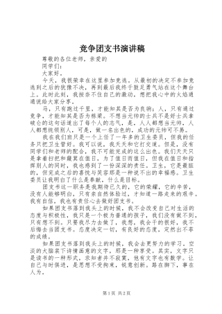 竞争团支书演讲稿