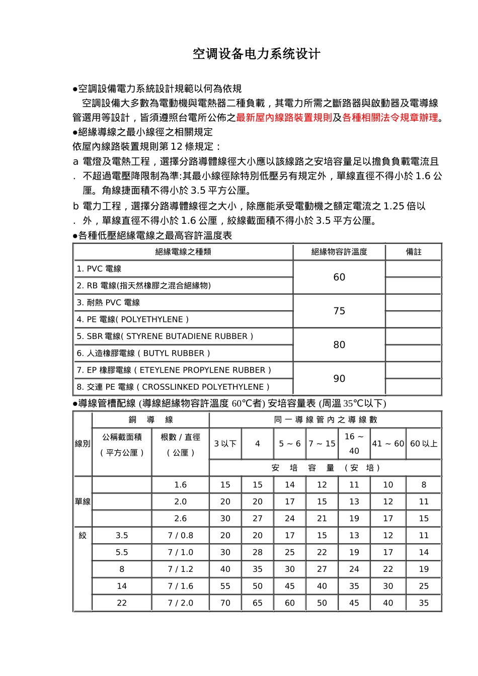 空调设备电力系统设计方案_第1页