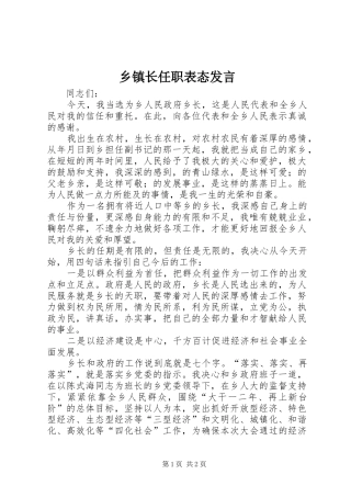 乡镇长任职表态发言