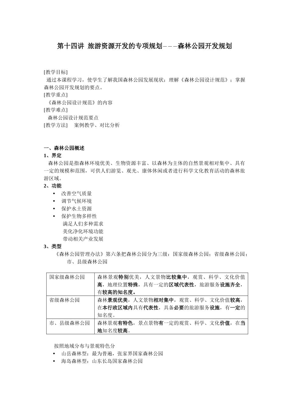 第十四讲旅游资源开发的专项规划―――森林公园开发规划_第1页
