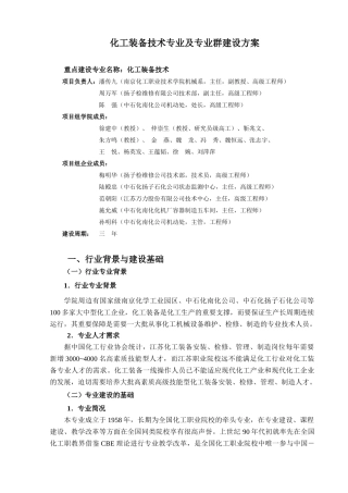 化工专业群建设方案(借鉴一)