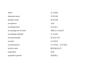 英汉对照金融词汇
