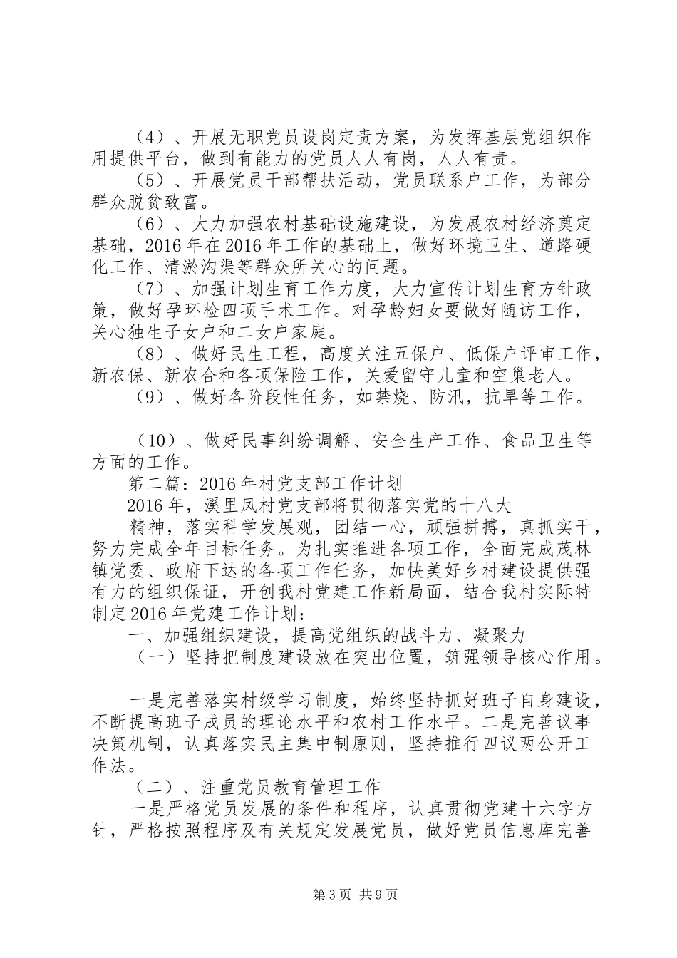 村党支部工作计划 _第3页