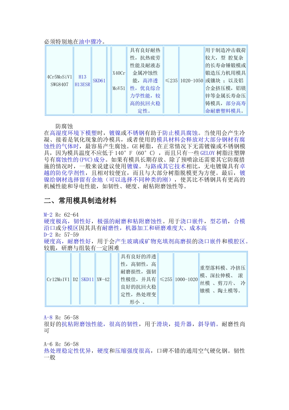 注塑模具常用的钢牌号和特性_第2页