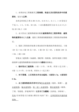 XXXX年水利水电实务必过要点