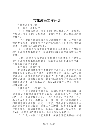 市旅游局工作计划 