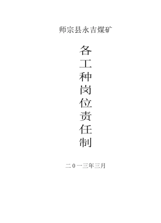 煤矿各种岗位责任制