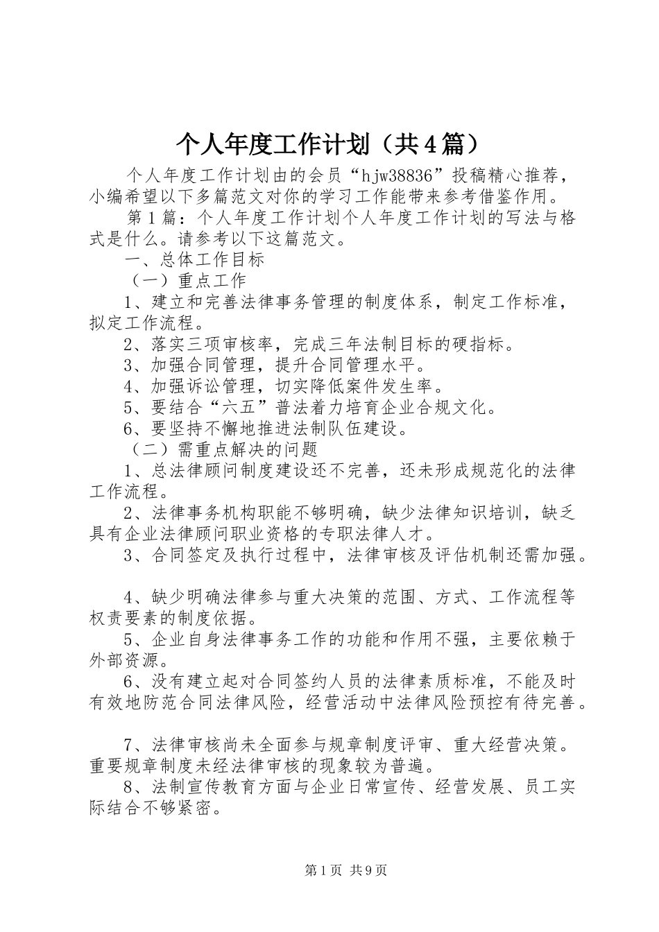个人年度工作计划（共4篇）_第1页