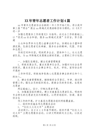 XX年青年志愿者工作计划4篇