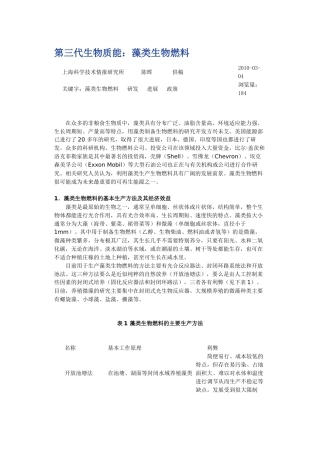 第三代生物质能藻类生物燃料