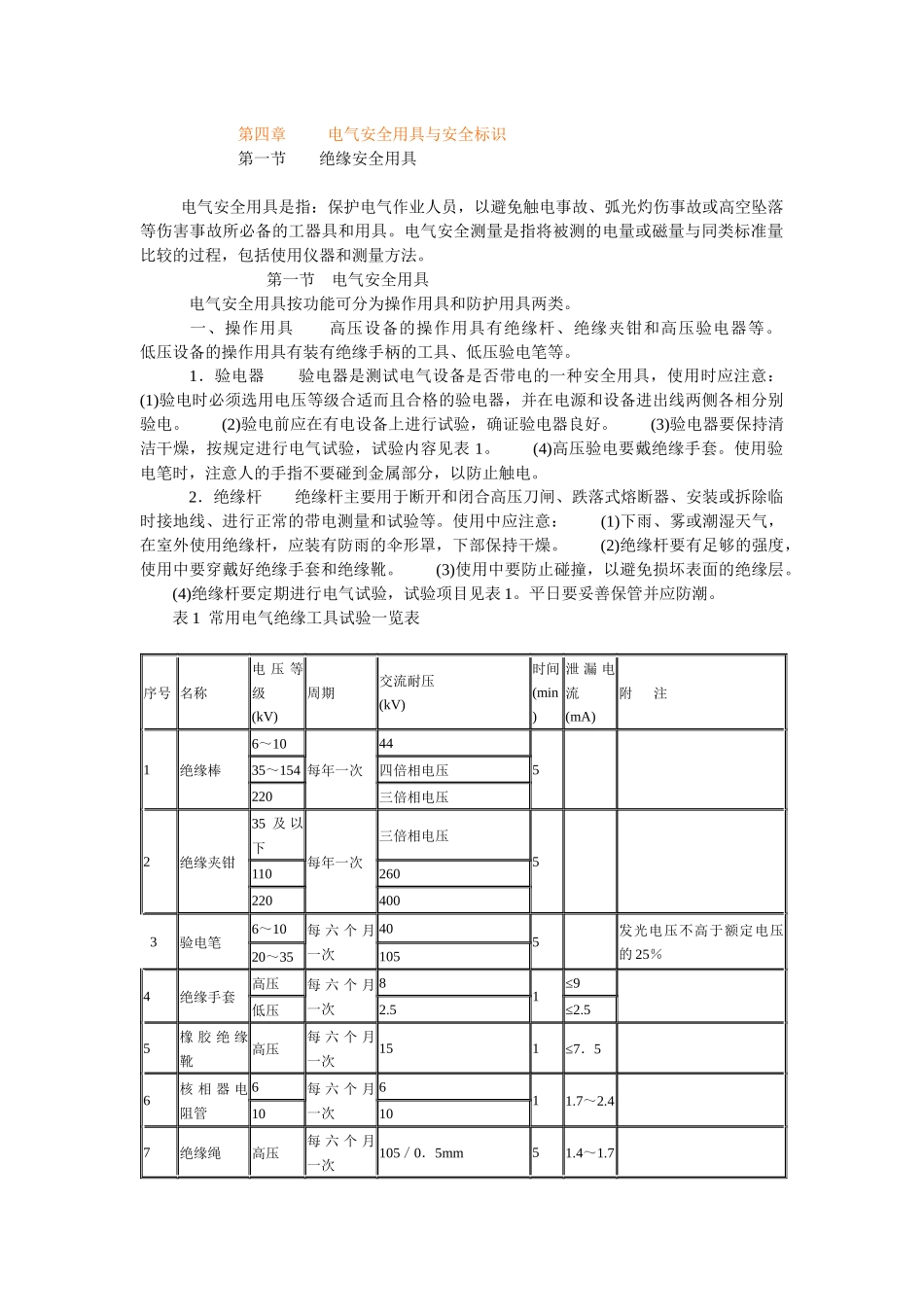 第四章 电气安全用具与安全标识_第1页