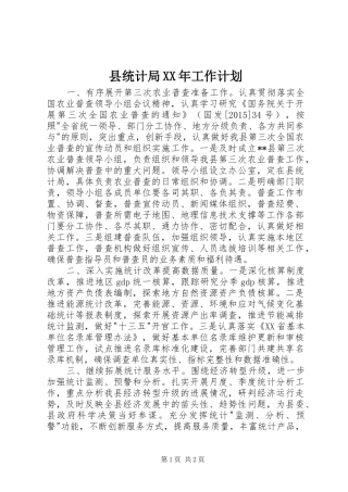 县统计局XX年工作计划 