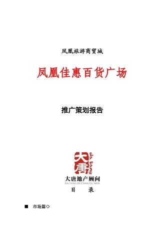 湖南旅游商贸城某百货广场推广策划报告