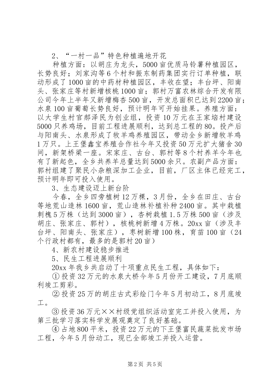 乡镇工作总结及工作计划 _第2页