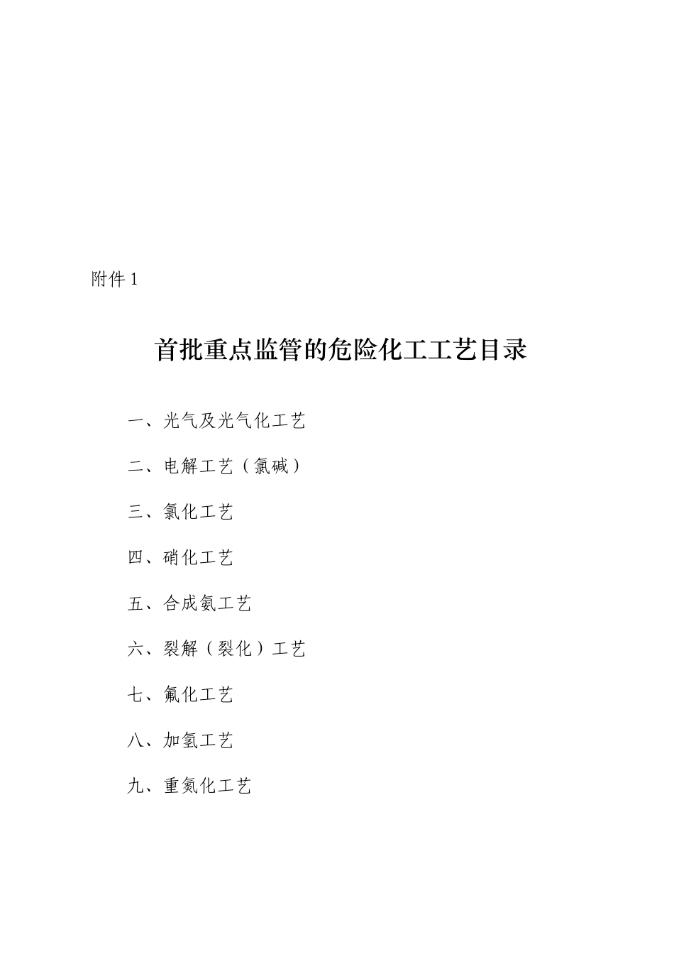 首批重点监管的危险化工工艺大全_第1页