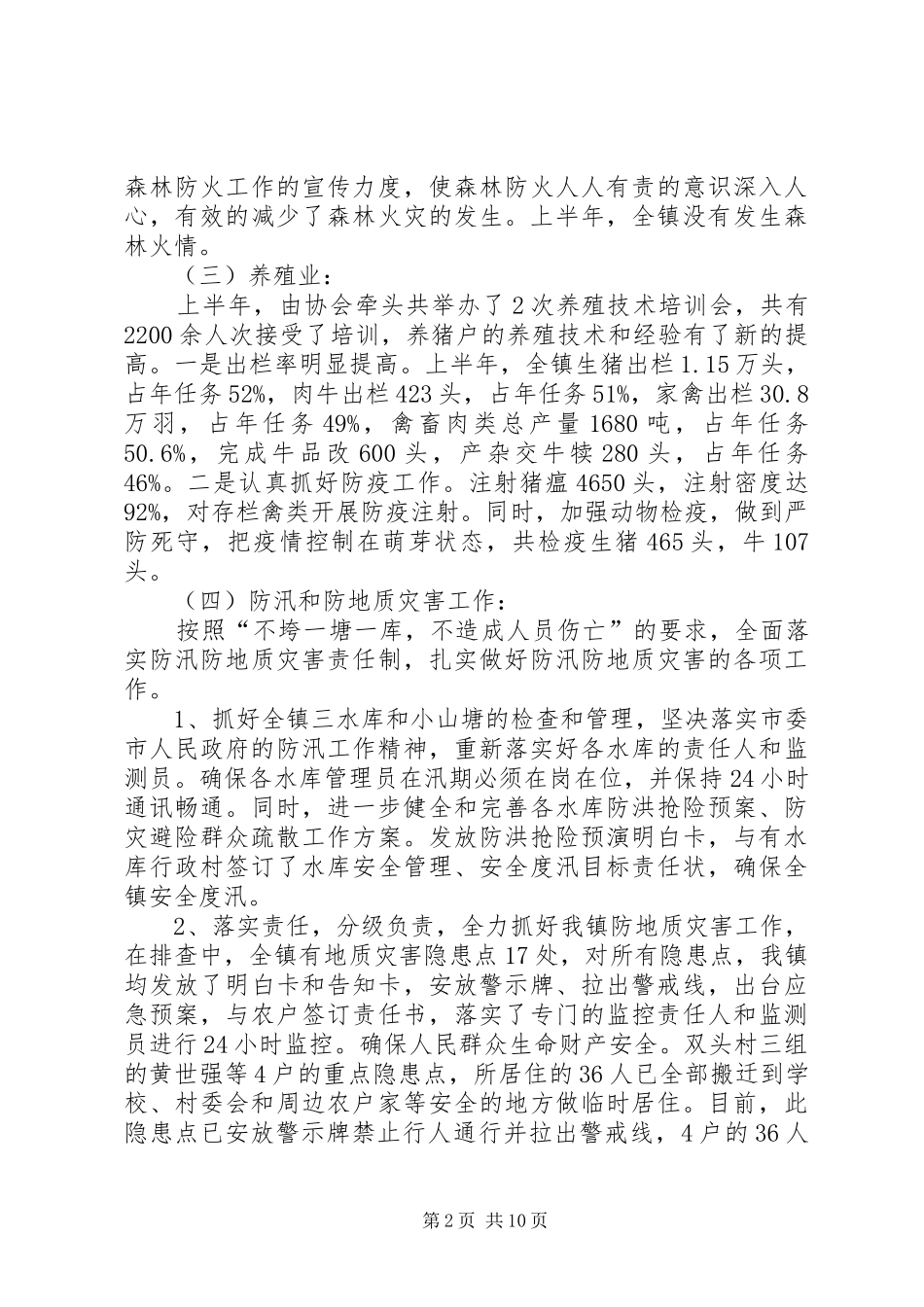 乡镇上半年工作总结及下半年工作计划_1 _第2页