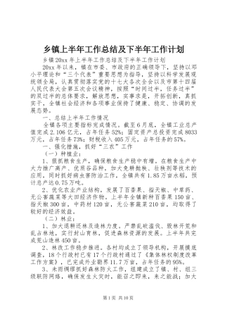乡镇上半年工作总结及下半年工作计划_1 