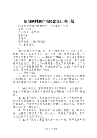 胡阳联村联户为民富民行动计划 