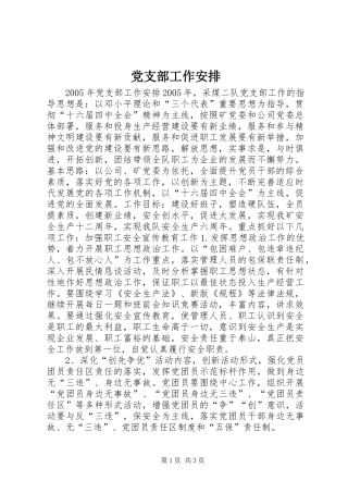 党支部工作安排 