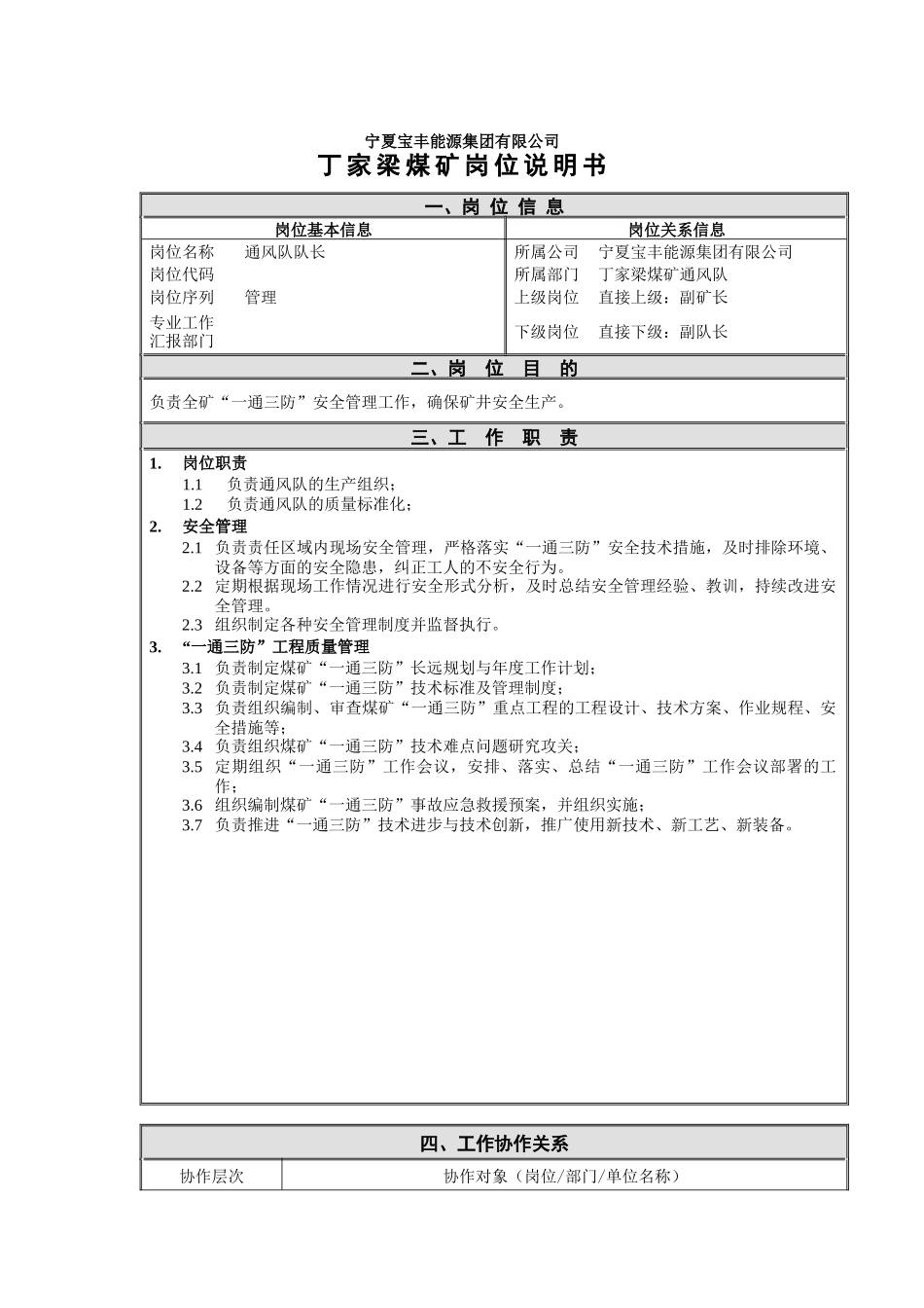 煤矿通风队岗位说明书_第2页