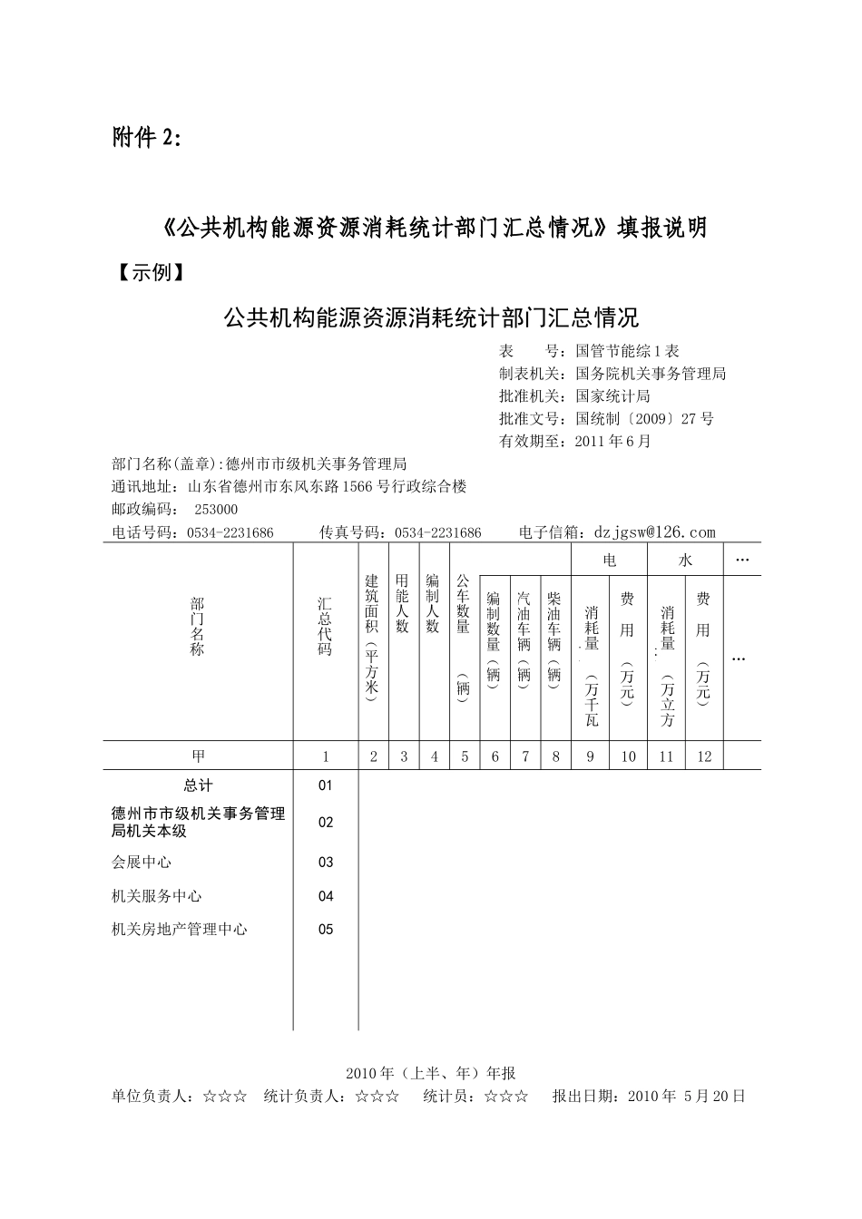 公共机构能源资源消耗统计部门汇总情况填报说明_第1页