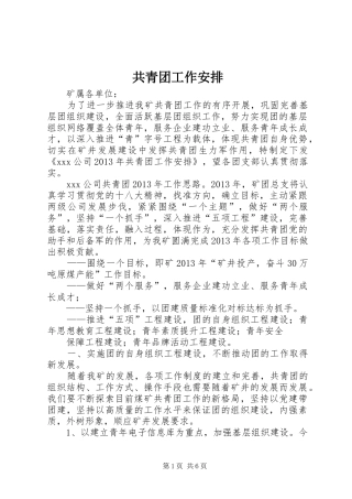 共青团工作安排 